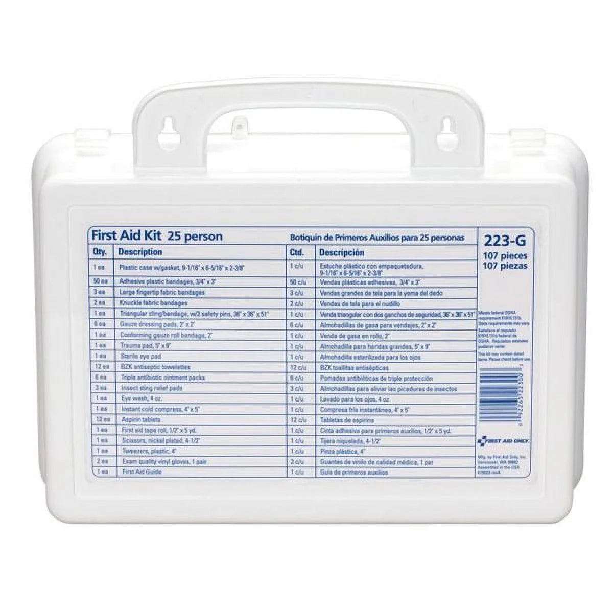 First Aid Kit W/House,107Pcs,3X7",Wht 223