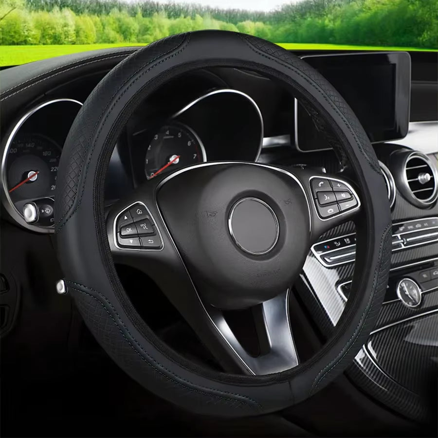 Car Steering Wheel Cover Has No Inner Ring Steering Wheel Cover anti Slip Breathable Cover Universal Microfiber Leather