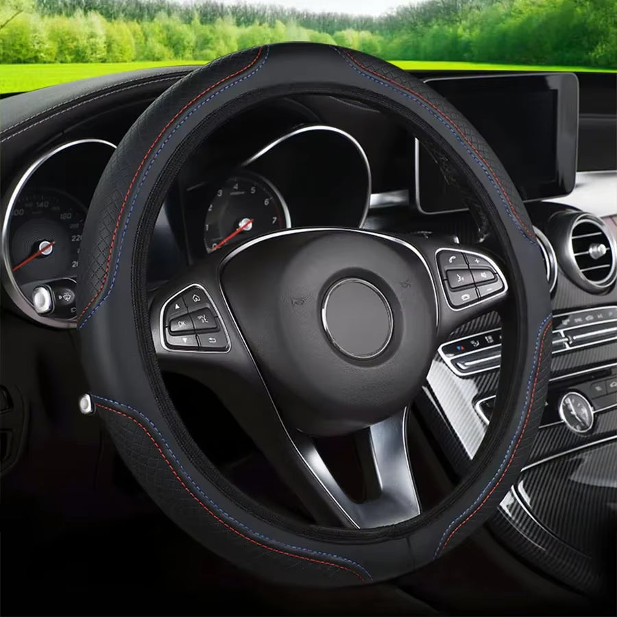 Car Steering Wheel Cover Has No Inner Ring Steering Wheel Cover anti Slip Breathable Cover Universal Microfiber Leather