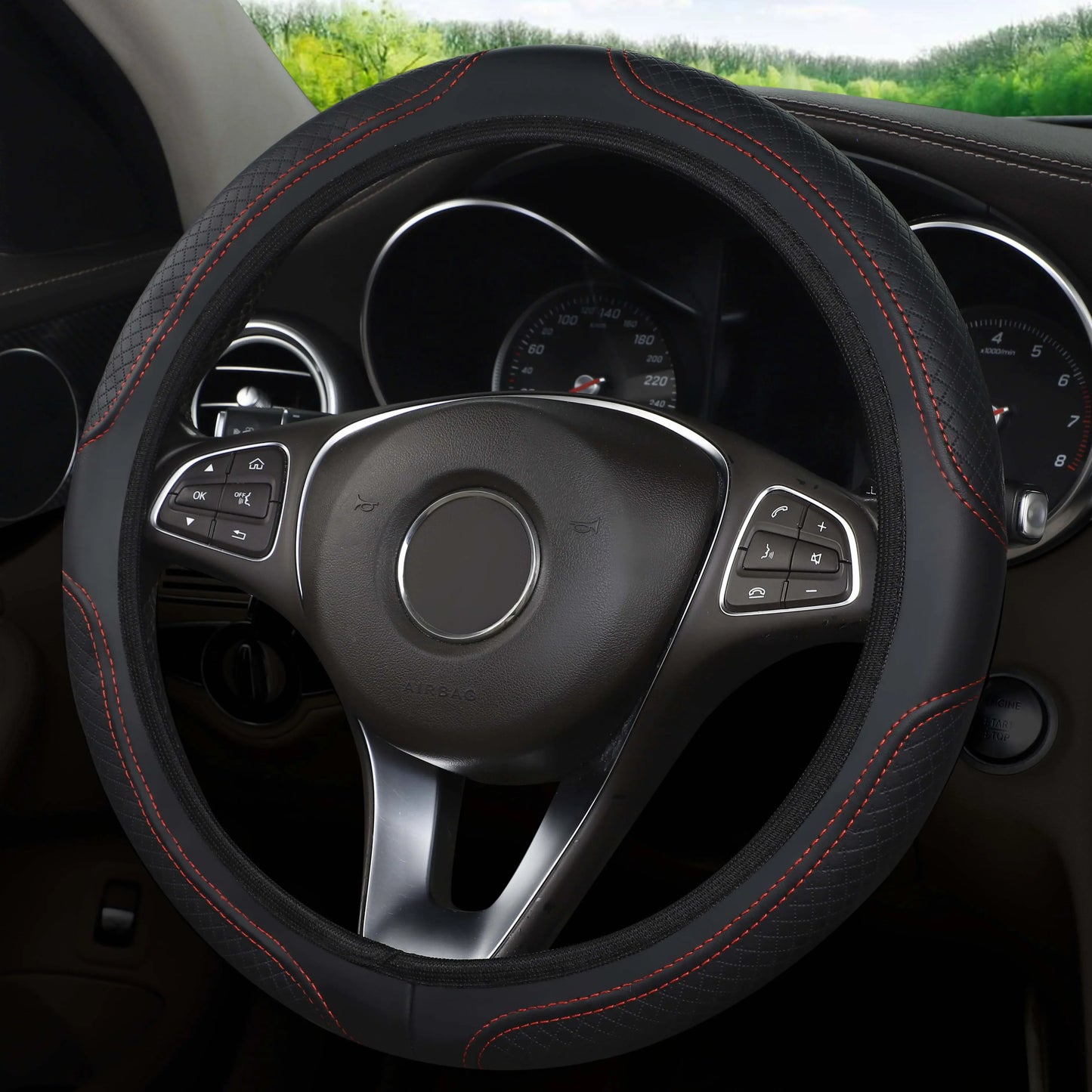 Car Steering Wheel Cover Has No Inner Ring Steering Wheel Cover anti Slip Breathable Cover Universal Microfiber Leather