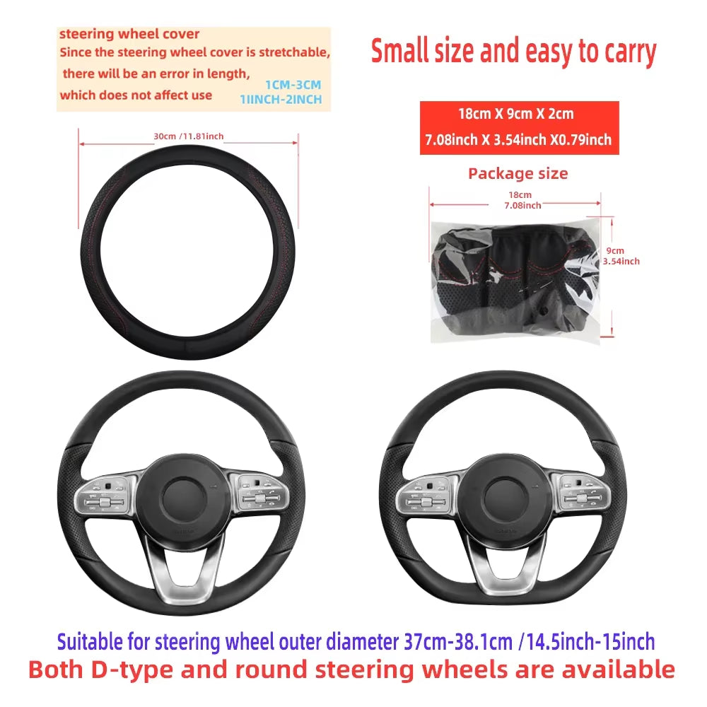 Car Steering Wheel Cover Has No Inner Ring Steering Wheel Cover anti Slip Breathable Cover Universal Microfiber Leather