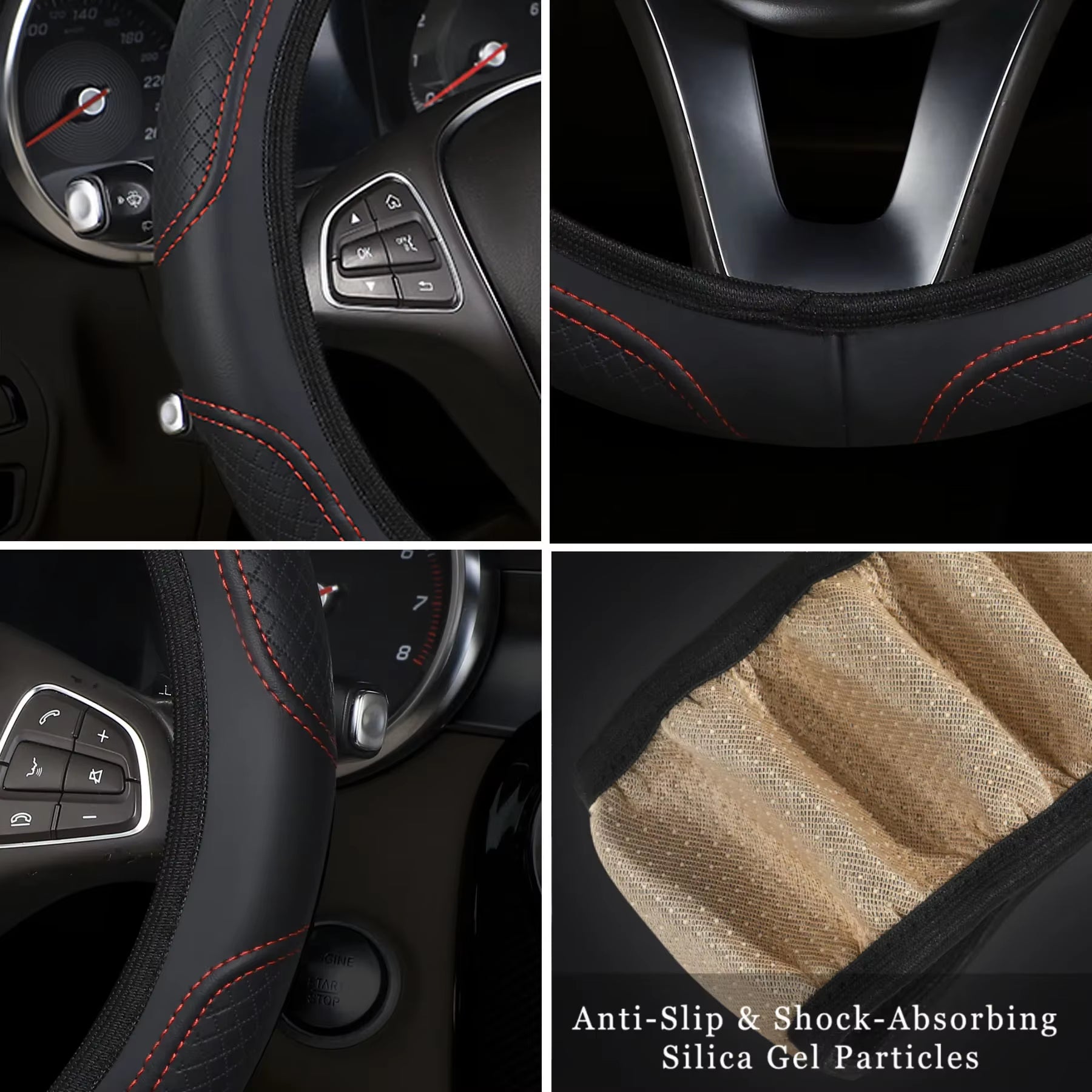 Car Steering Wheel Cover Has No Inner Ring Steering Wheel Cover anti Slip Breathable Cover Universal Microfiber Leather