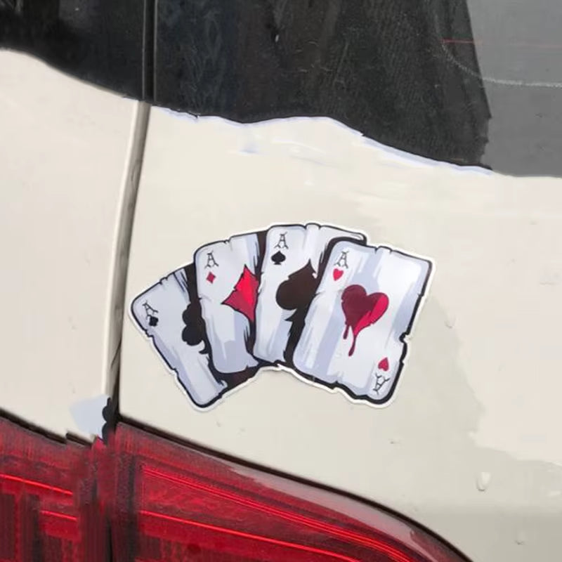 Car Sticker Playing Card a Reflective Personality Sticker Poker Monster Hat Sticker Car Sticker New