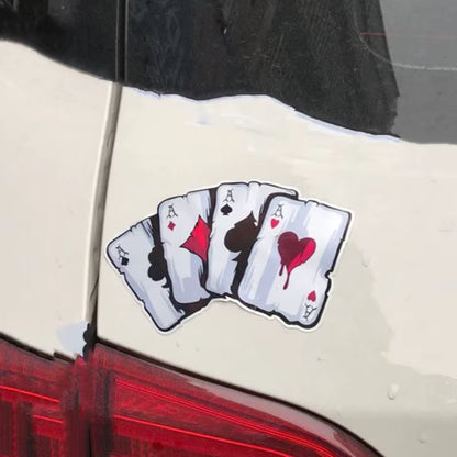 Car Sticker Playing Card a Reflective Personality Sticker Poker Monster Hat Sticker Car Sticker New